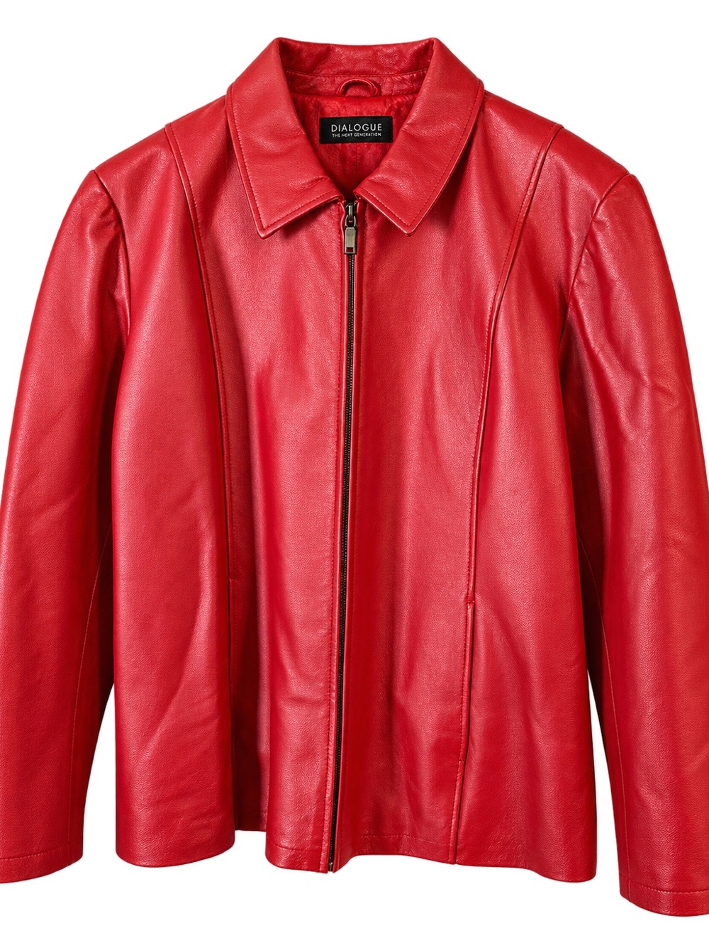 Dialogue Red Leather Zip Jacket
